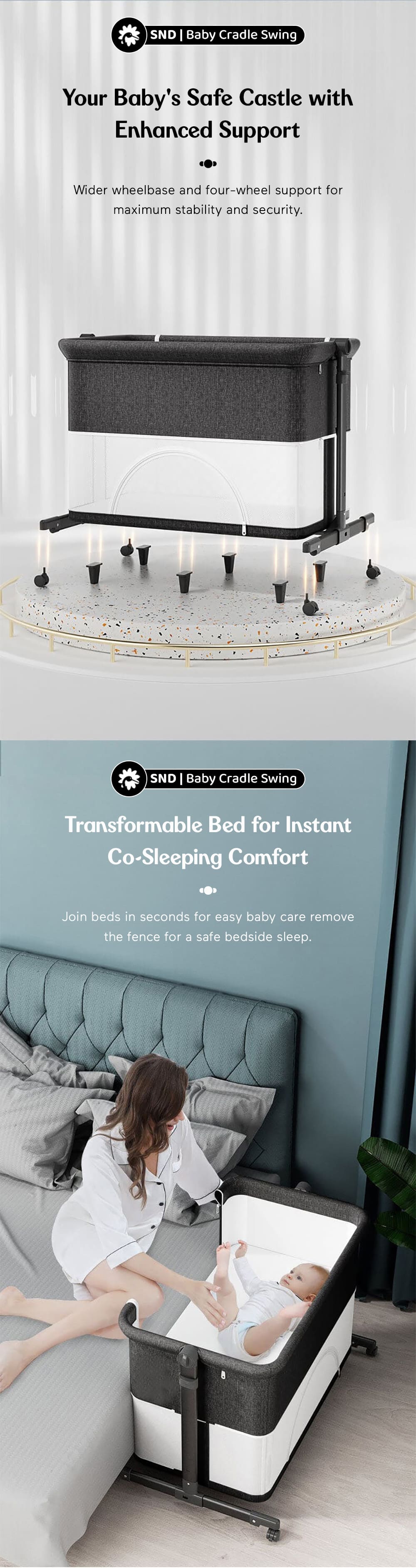 Baby Cradle Convert into Baby Bedside bed