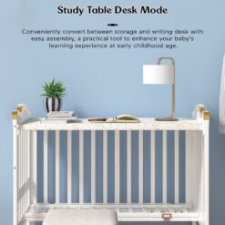 Baby Wooden Cot with Convert into Study Table