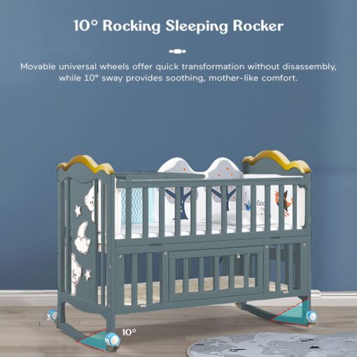 Baby Cot with Rocking Wheels