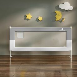 StarAndDaisy Bed Rial Guards for Kids with Adjustable Heights, Safety Bed Fence for Infants & Toddlers - T-Supportive Frame 1.8m (Grey White)