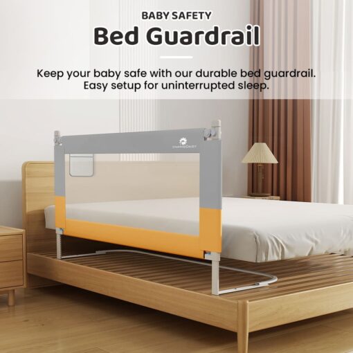 StarAndDaisy Adjustable Bed Rails for Toddlers, Anti Turning & Anti Falling Bedside Safety Guardrail - U-Full Body Support Frame (Yellow & Grey)