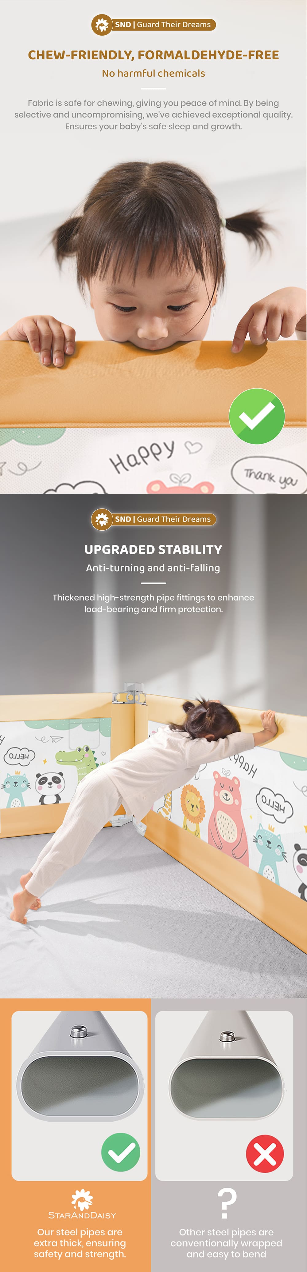 Anti-Turning Bed Guardrail for Baby