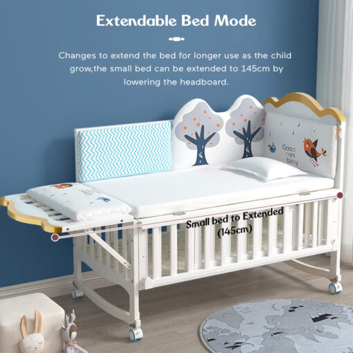 Extendable Baby Wooden Cot