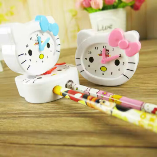 Kitty Cat Clock Sharpener-Cute and Functional Pencil Sharpener with Clock Design, Perfect For Kids And Student-Assorted Colour