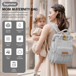 StarAndDaisy Best Diaper Backpack, Premium Maternity Bag with Spacious Compartments, Travel Friendly Bags for New Mothers - Grey