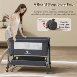 Durable and lightweight crib with locking wheels