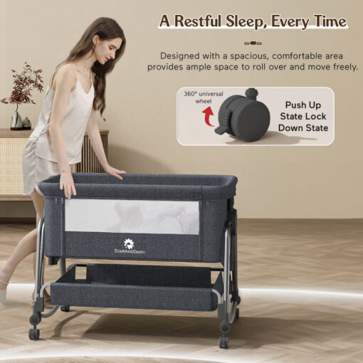 Durable and lightweight crib with locking wheels