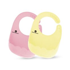 StarAndDaisy Feeding Bibs for Baby, Silicone Bib for Babies with Six Speed Buckles, Washable and Reusable Pack of 2 - Plain Multicolor