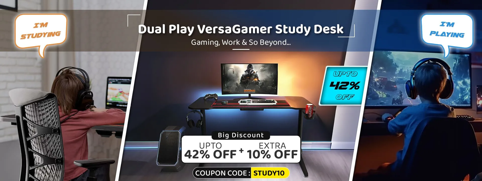 Dualplay versa gamer study desk