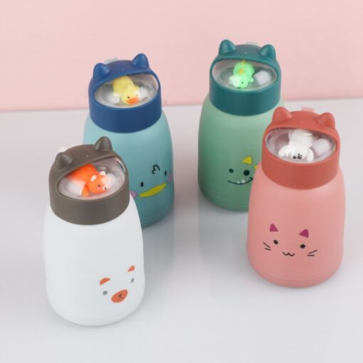 Cute Teddy Glass Water Bottle for Kids, Cartoon Design Leakproof Water Bottle for Boys And Girls - Assorted Print (1 Pcs)