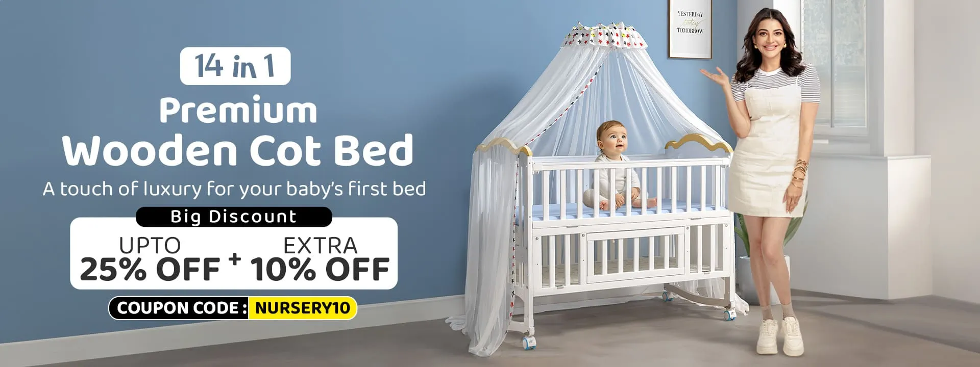 12-in-1 Baby Wooden Cot