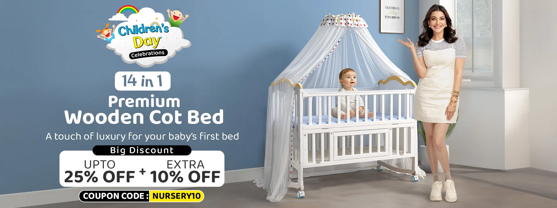 12-in-1 Baby Wooden Cot