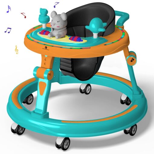 StarAndDaisy Multifunctional Intelligent Early Education Musical Baby Walker with Toy tray (Orange & Green)