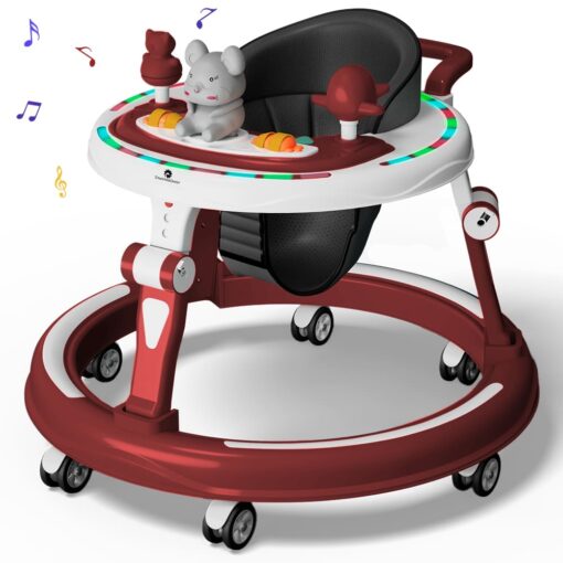 StarAndDaisy Multifunctional Intelligent Modern Baby Walker with Toy & Dining Tray (Red)