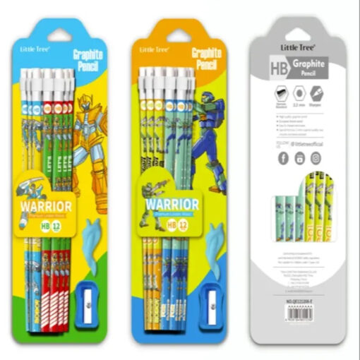 Warrier Pencil Set, Pencil Set With Eraser And Sharpener, 12-Piece Pencil Set For Kids-Assorted Print