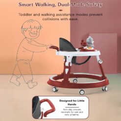 Foldable Baby Walker with Parental Push Bar