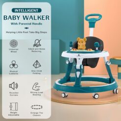 StarAndDaisy Baby Walker With Parental Handle, Infant Walker With Adjustable Height & Detachable Toy Tray - Blue 