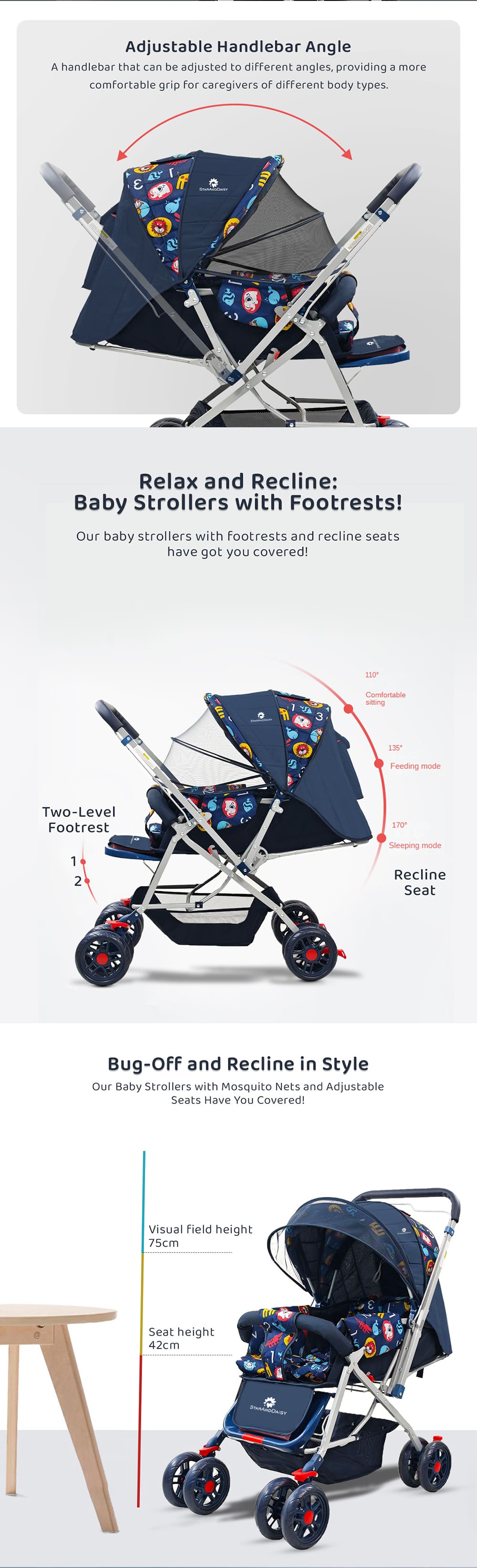 Foldable Baby Stroller with Canopy