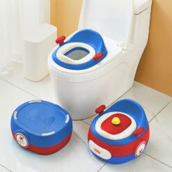 Fisher-Price 3-in-1 Potty Seat for Kids, Convertible Potty Training Seat with Detachable Toilet Seat & Stool for 1-5 Years Kids - Blue Red