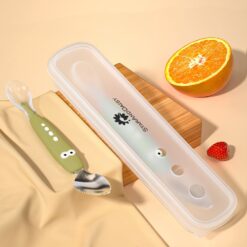 StarAndDaisy 2-in-1 Fruit Scraper for Baby, Baby Feeding Soft Silicon Spoon, Double-sided Training Spoon, BPA-Free - Green