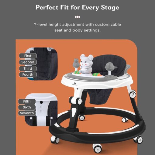 Adjustable baby walker with push handle