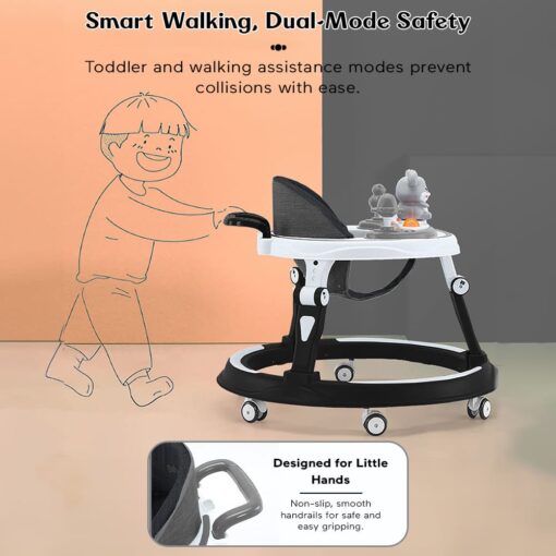 Foldable Baby Walker with Parental Push Bar