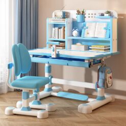 StarAndDaisy Best Study Table for Kids With Chair, Height Adjustable, Smart Storage Area, Book Shelf & Flexible Desk - SQ-006 Blue