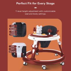 Adjustable baby walker with push handle