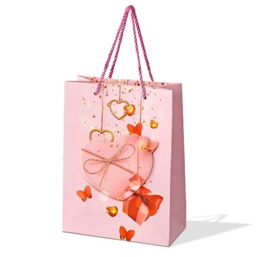 Heart 3D Paper Carry Bag, Colorful Paper Gift Bags, Special Occasion Gift Bag, Love-Themed Gift Bag-Assorted Print