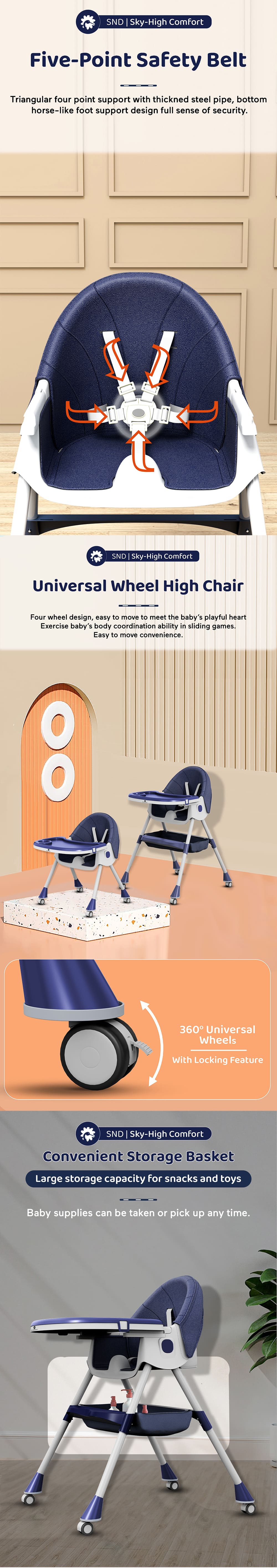 Table Talk High Chair with Five Point Safety Belt