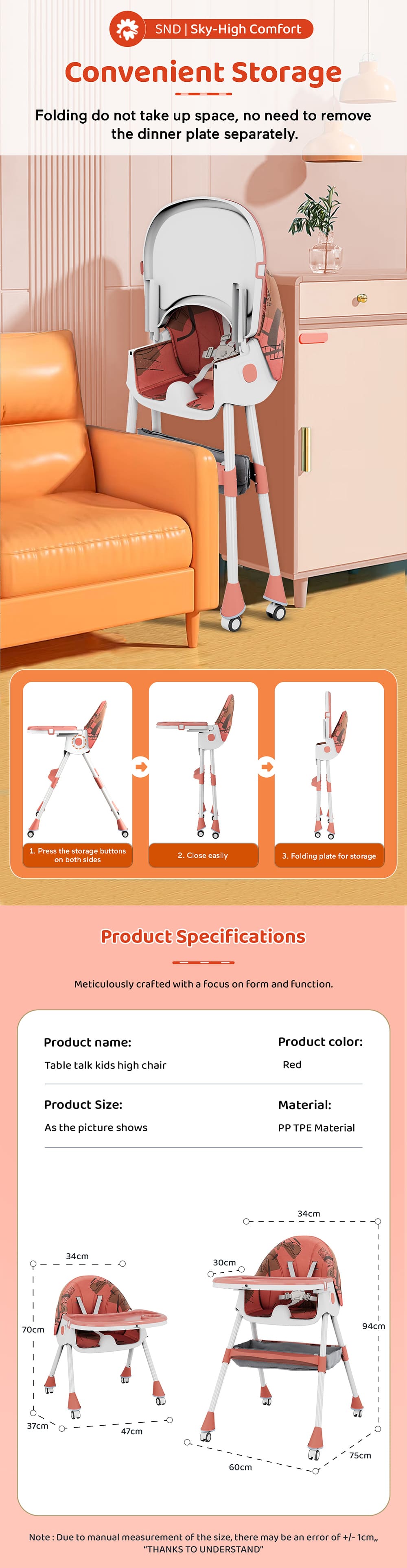 Product Specification of Table Talk High Chair