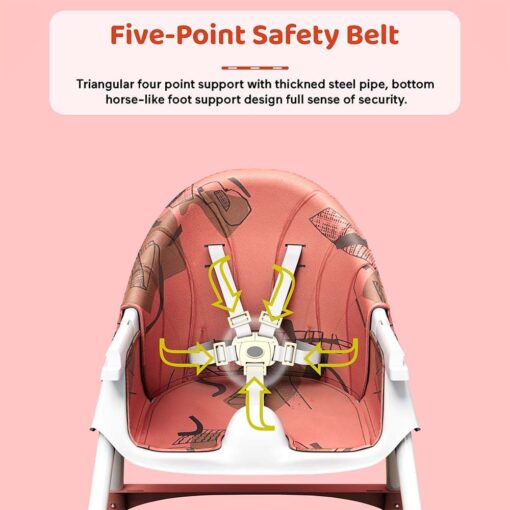 Kids High Chair with 5 Point Safety Belt