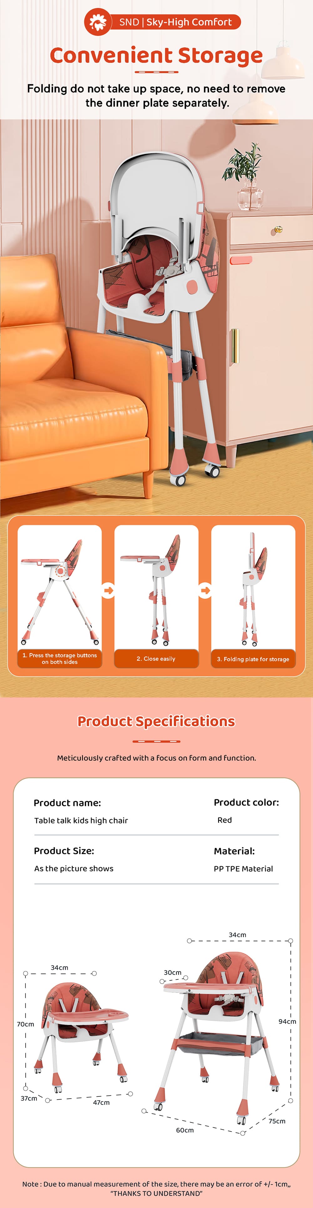 Product Specification of Table Talk High Chair