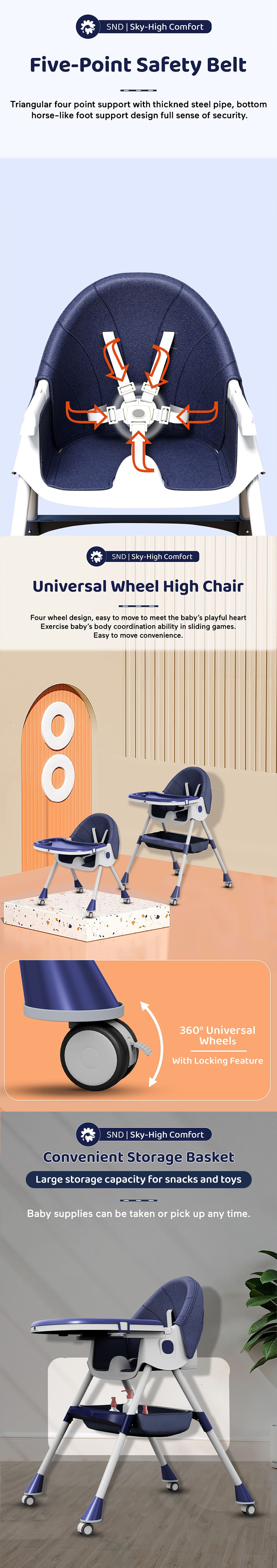 Table Talk High Chair with Five Point Safety Belt