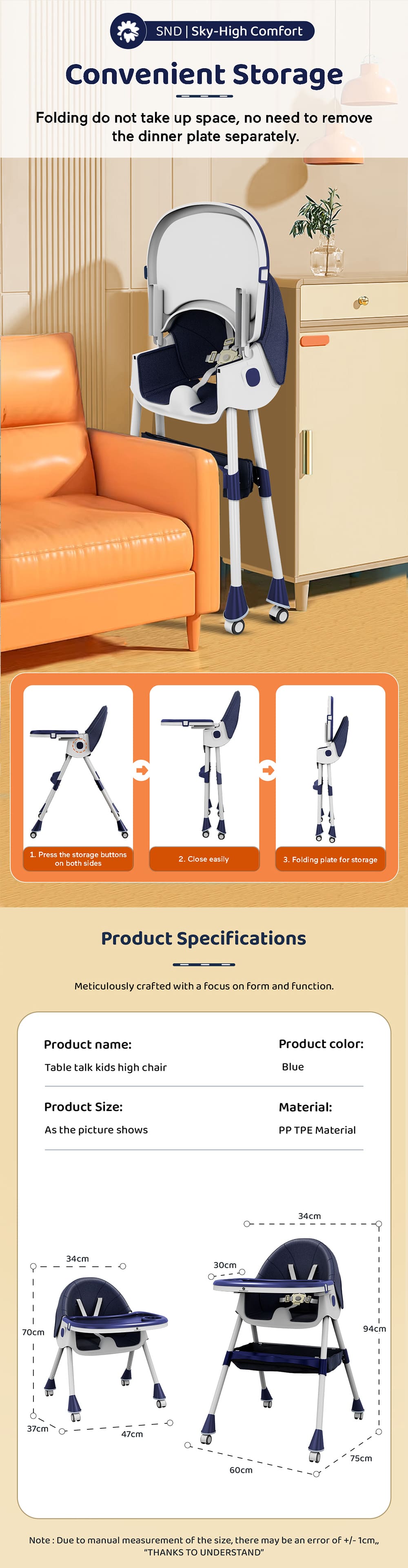 Product Specification of Table Talk High Chair