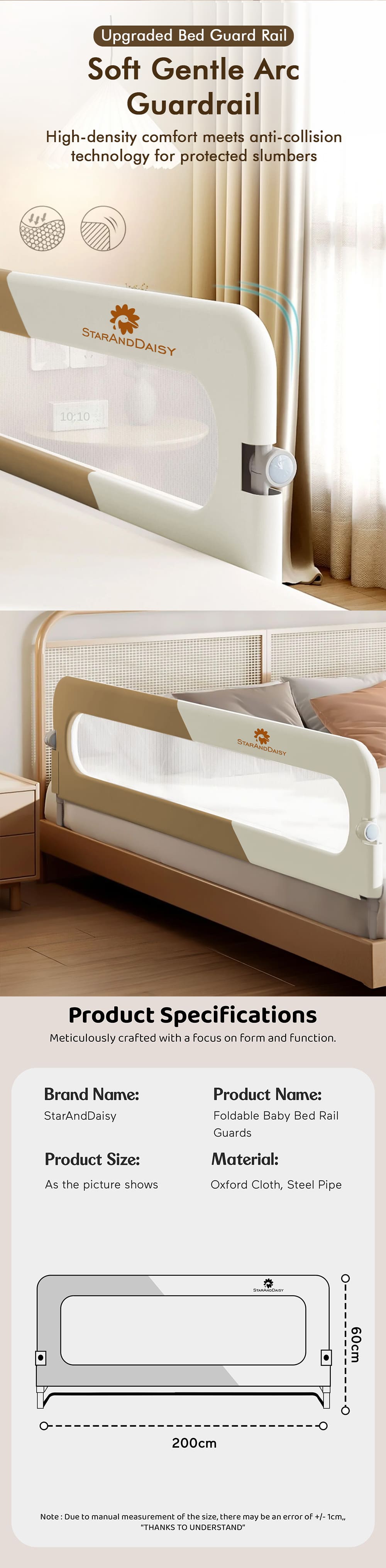 Specification of Foldable Bed Guardrail