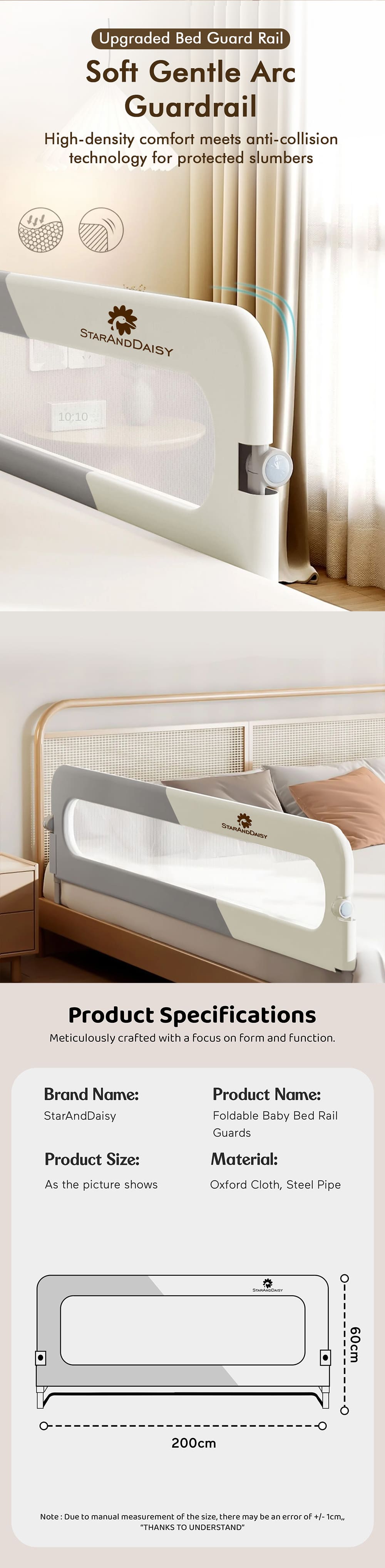 Specification of Foldable Bed Guardrail