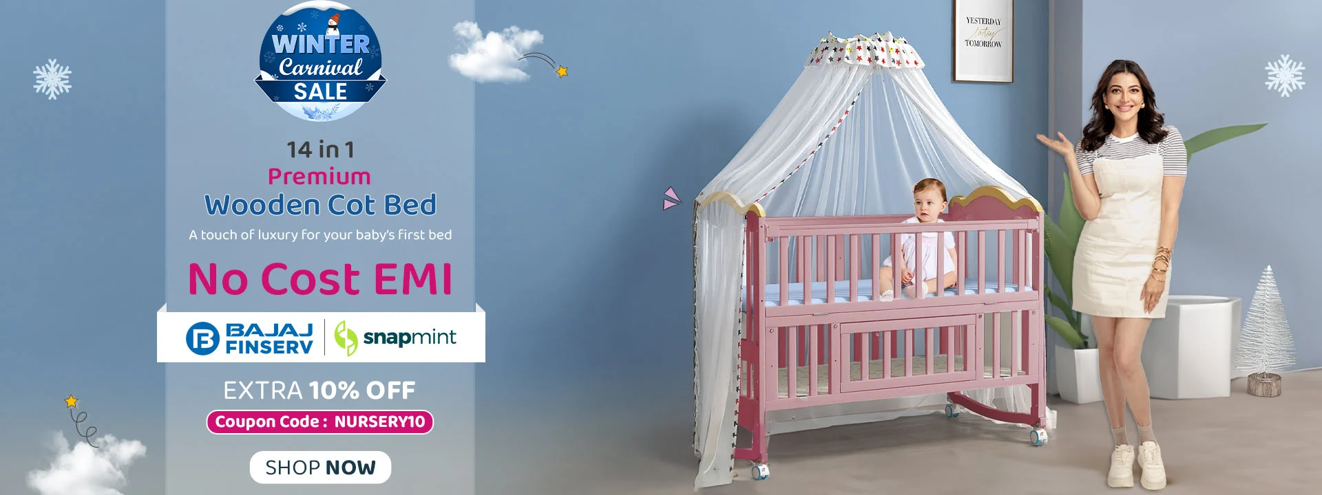 12-in-1 Baby Wooden Cot