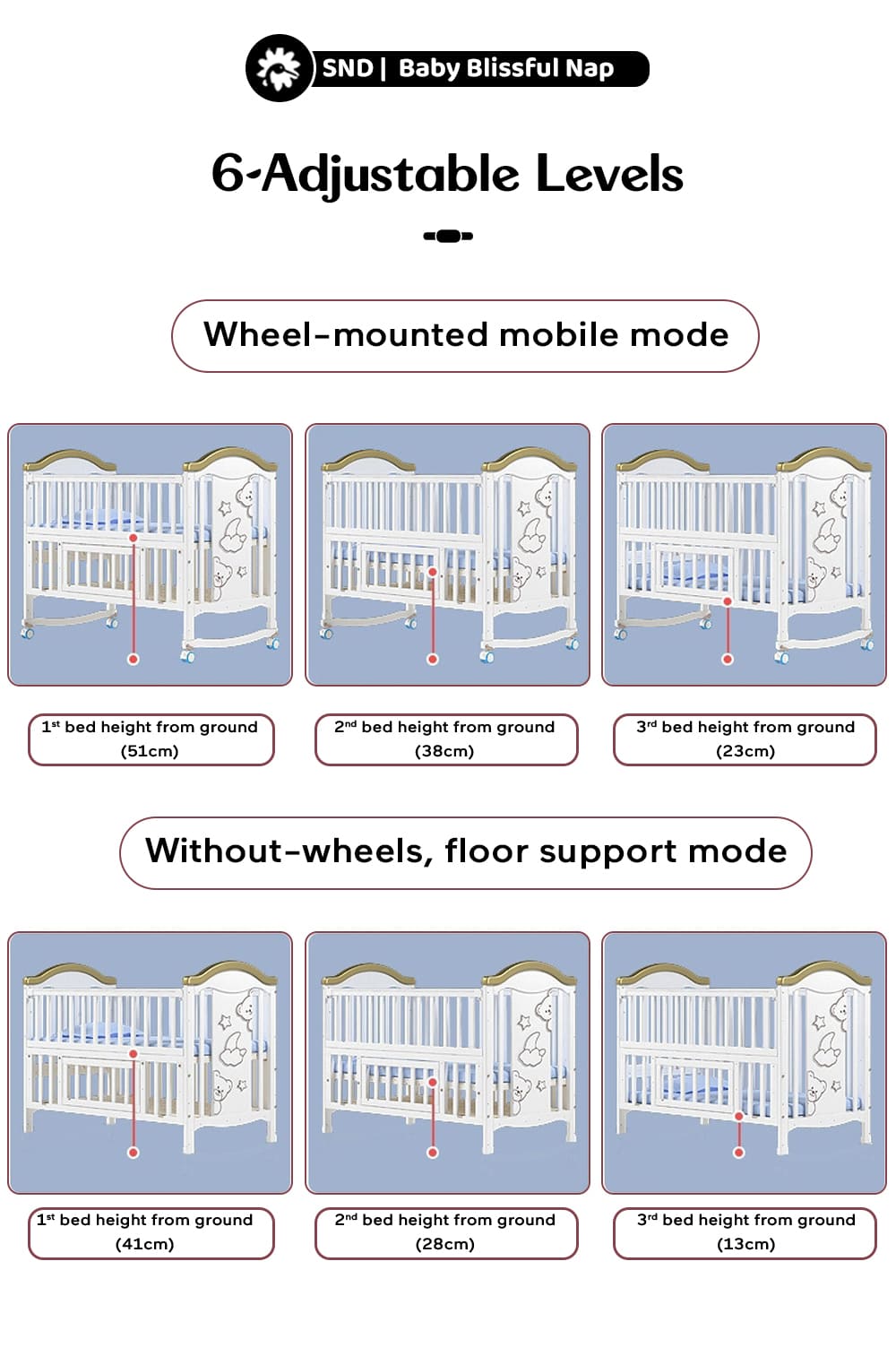 12-in-1 Baby Wooden Cot