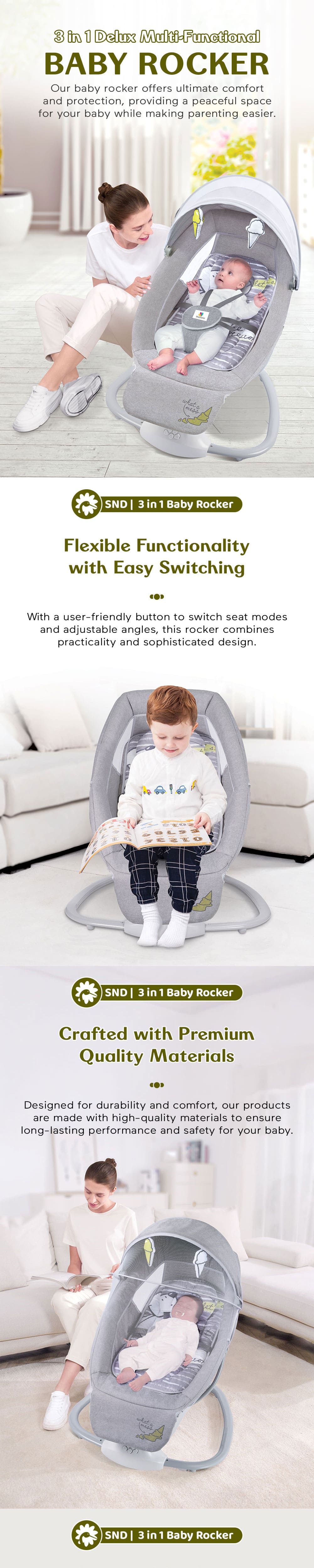 Electric Baby Cradle with One Touch Panel