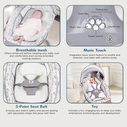 Newborn Baby Rocker With 5-Point Safety Harness