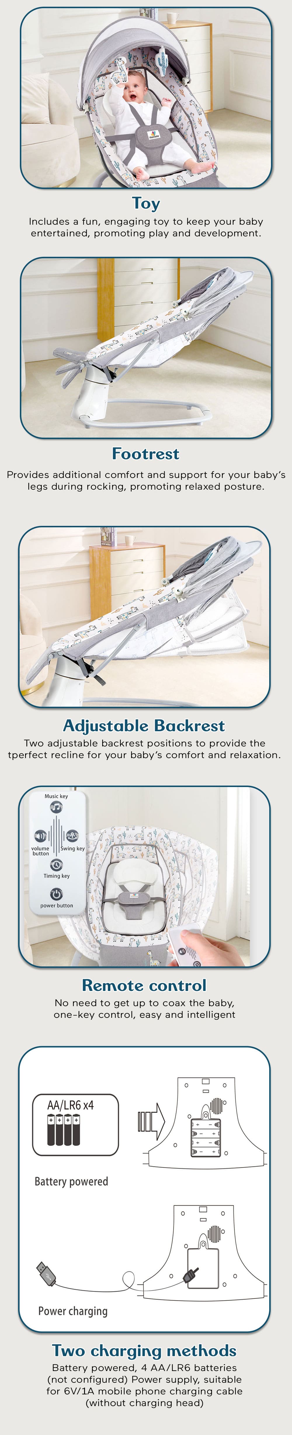 Electric Baby Rocker with Mosquito Net