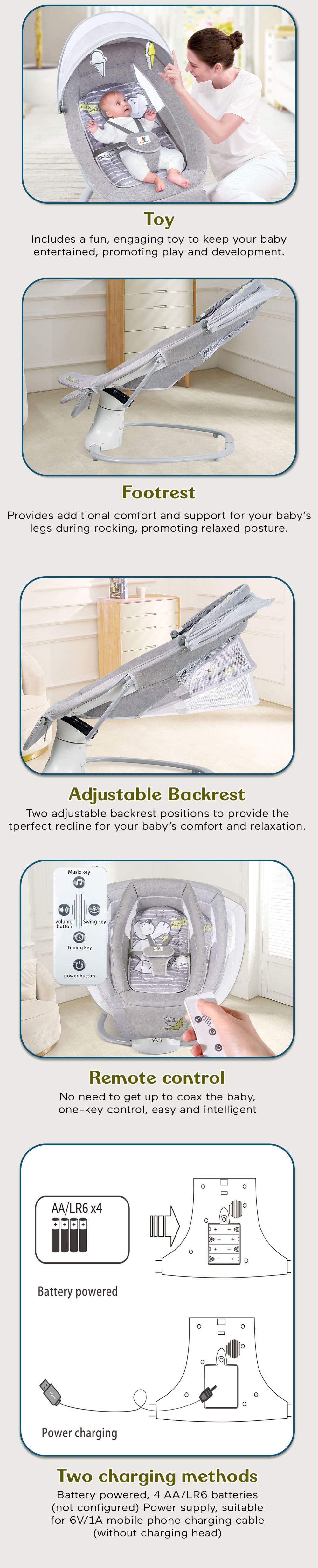 Electric Baby Rocker with Mosquito Net