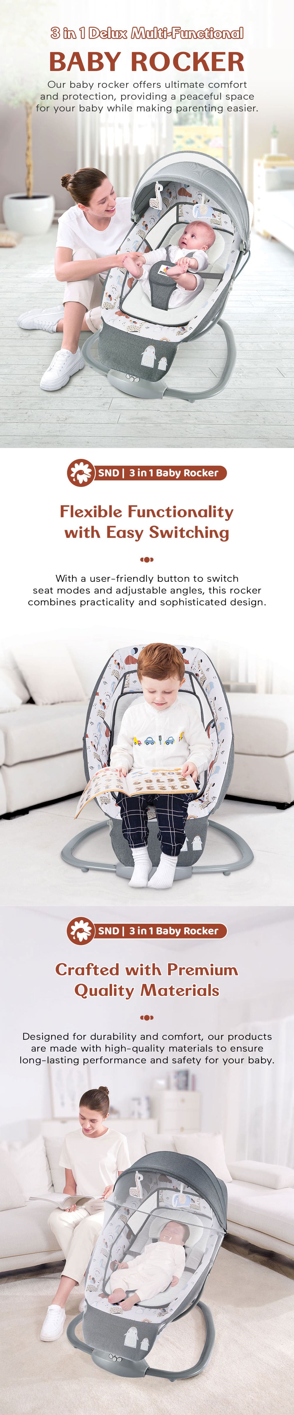 Electric Baby Cradle with One Touch Panel