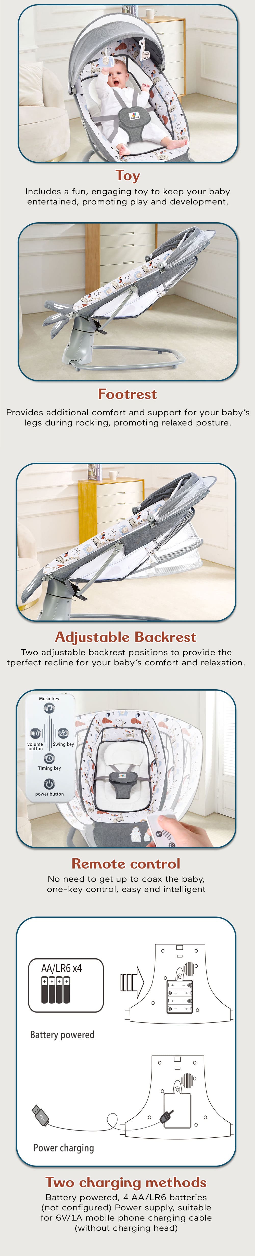 Electric Baby Rocker with Mosquito Net