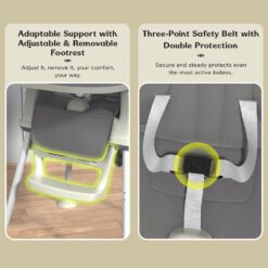 High chair with washable seat cover for easy cleaning