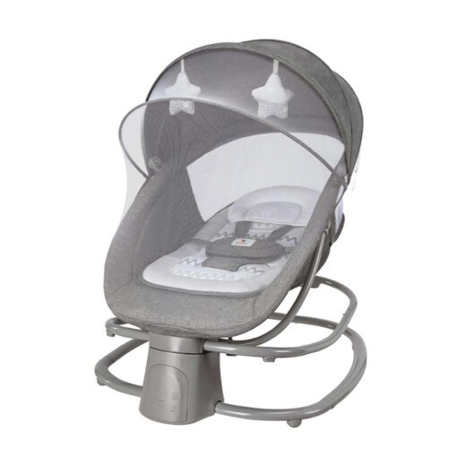 Mastela Delux 4-in-1 Electric Baby Rocker, Electric Baby Swing with Detachable Mosquito Net & Adjustable Backrest, Baby Rocker Suitable for 0 to 3 years - Dark Grey