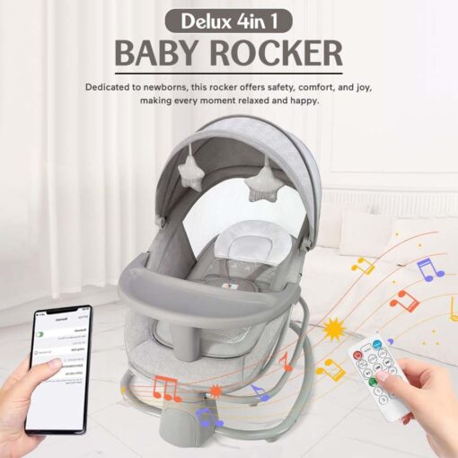 Delux 4-in-1 baby rocker-light grey-aplus-1