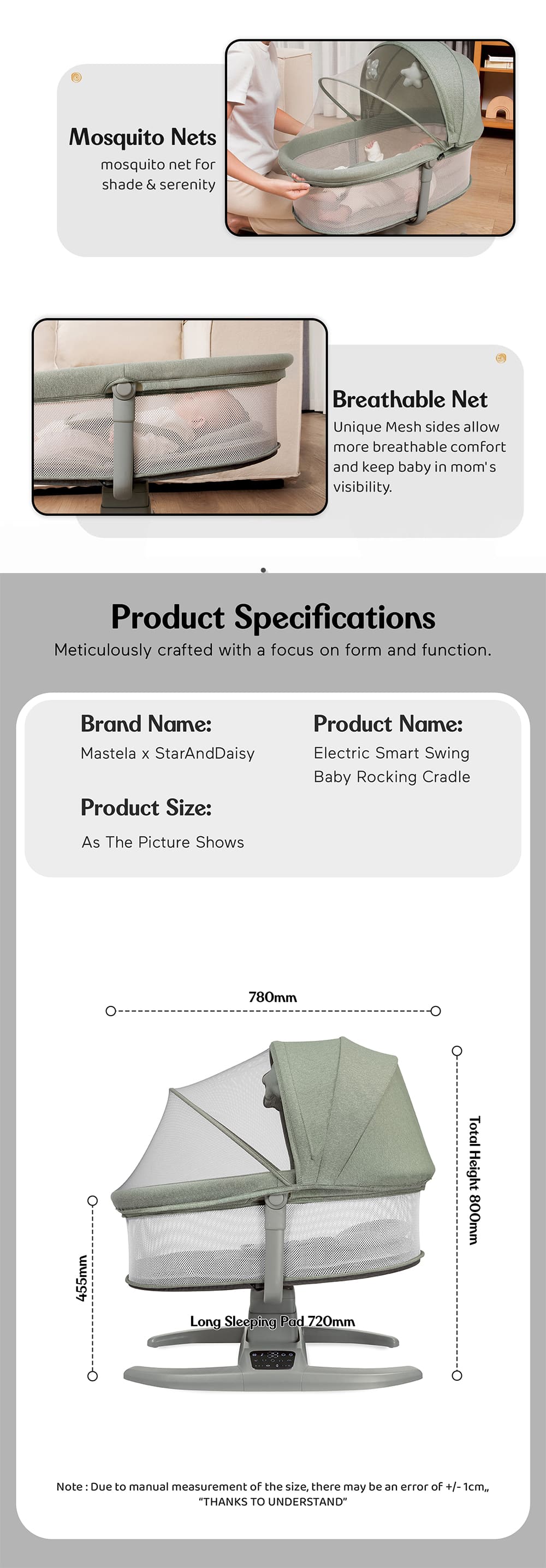 Specification of Bedside Sleeping Crib