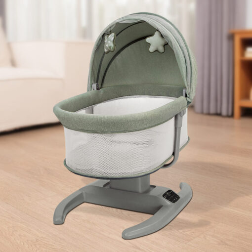 Mastela Electric Baby Cradle, Smart Baby Swing Rocker with Reclining Chair with LED Touch Panel, Music & Toys - Green